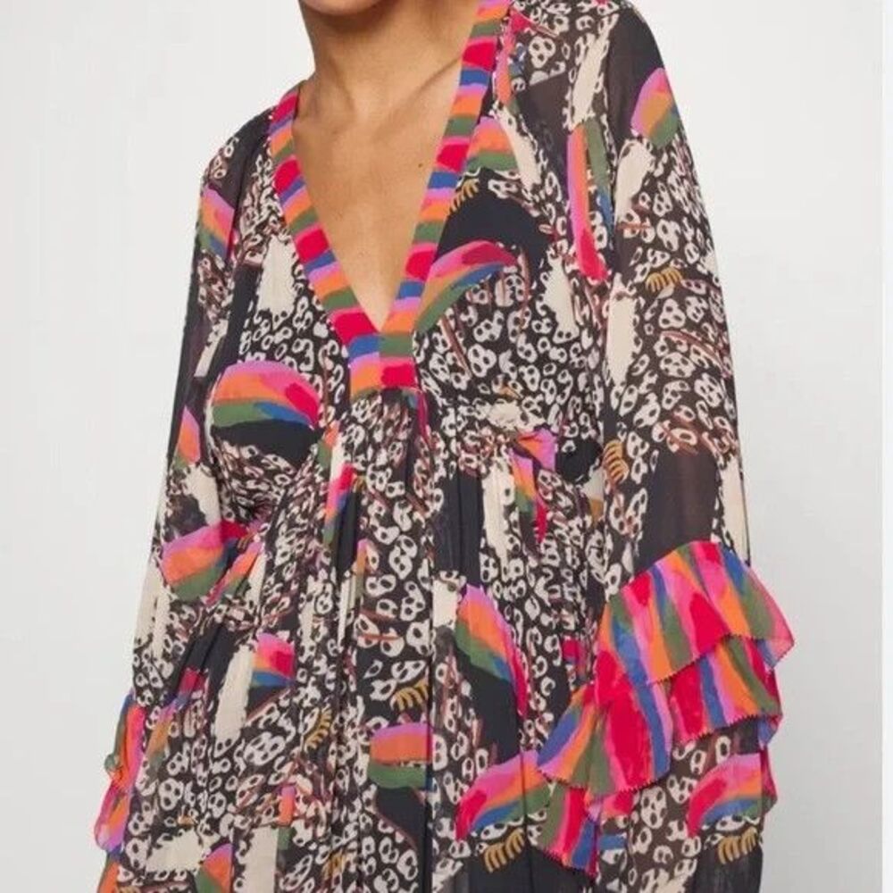 Farm Rio Maxi, Leopard Toucan, Relaxed, Long Sleeve, Medium, New! Retail $315 - Picture 3 of 8
